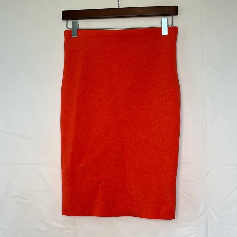 Express Orange Knee-Length Pencil Skirt